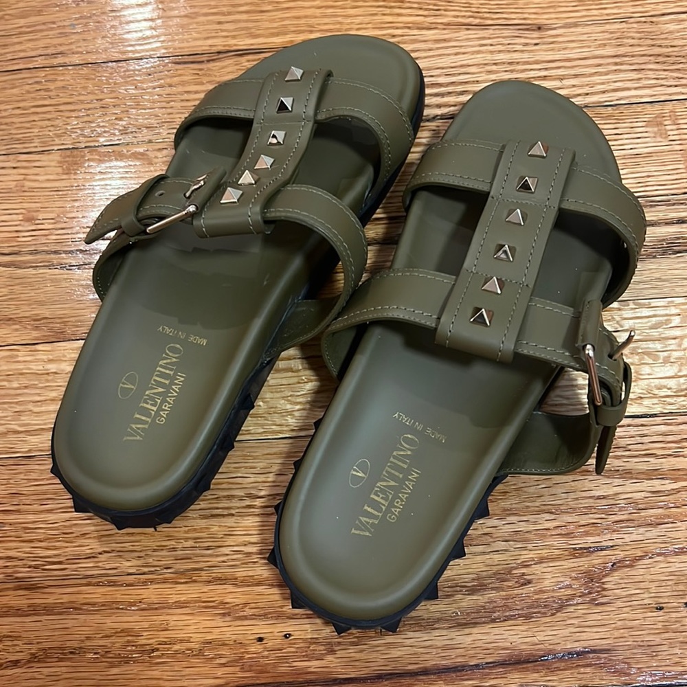 Valentino Green Stud Sandals